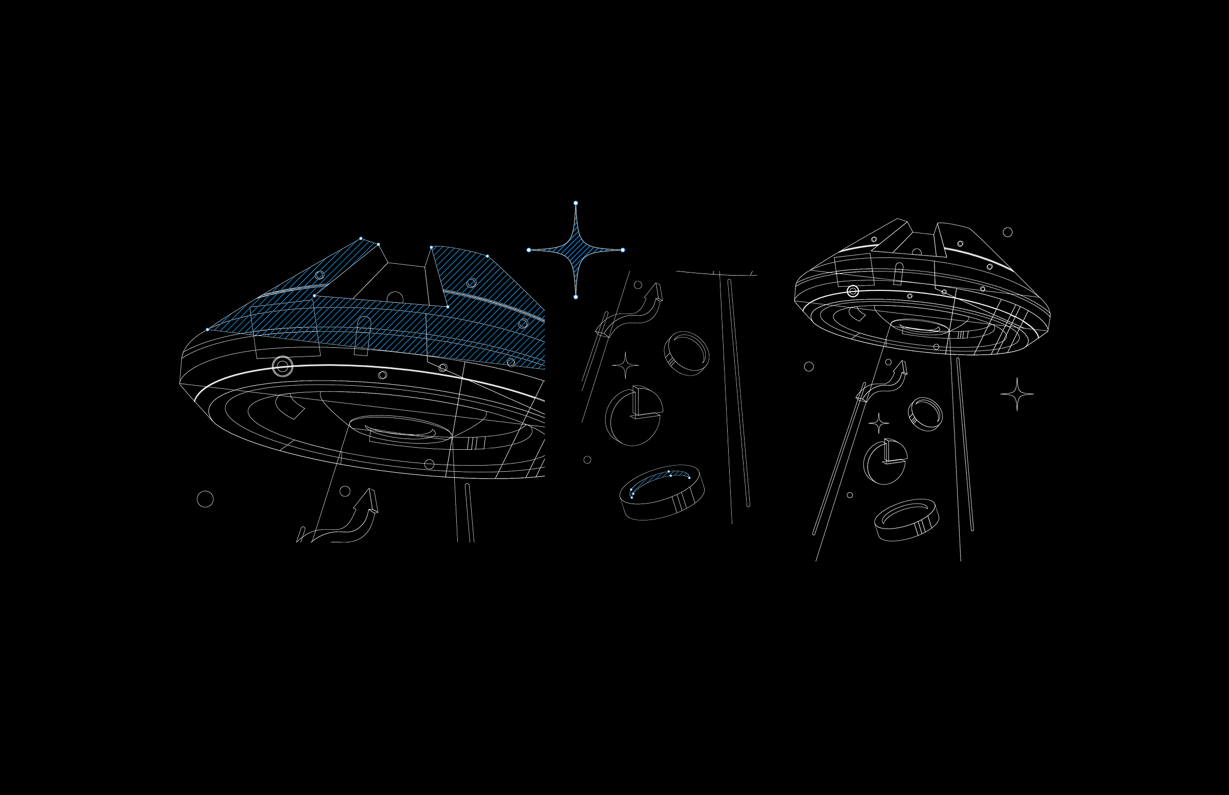 Hero 04 — UFO wireframe construction